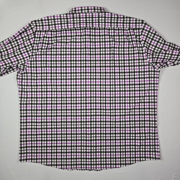Shaq Brand Big Fit Button-Up Shirt XLG Plaid Cooling Stretch Smart Business - Picture 5 of 12